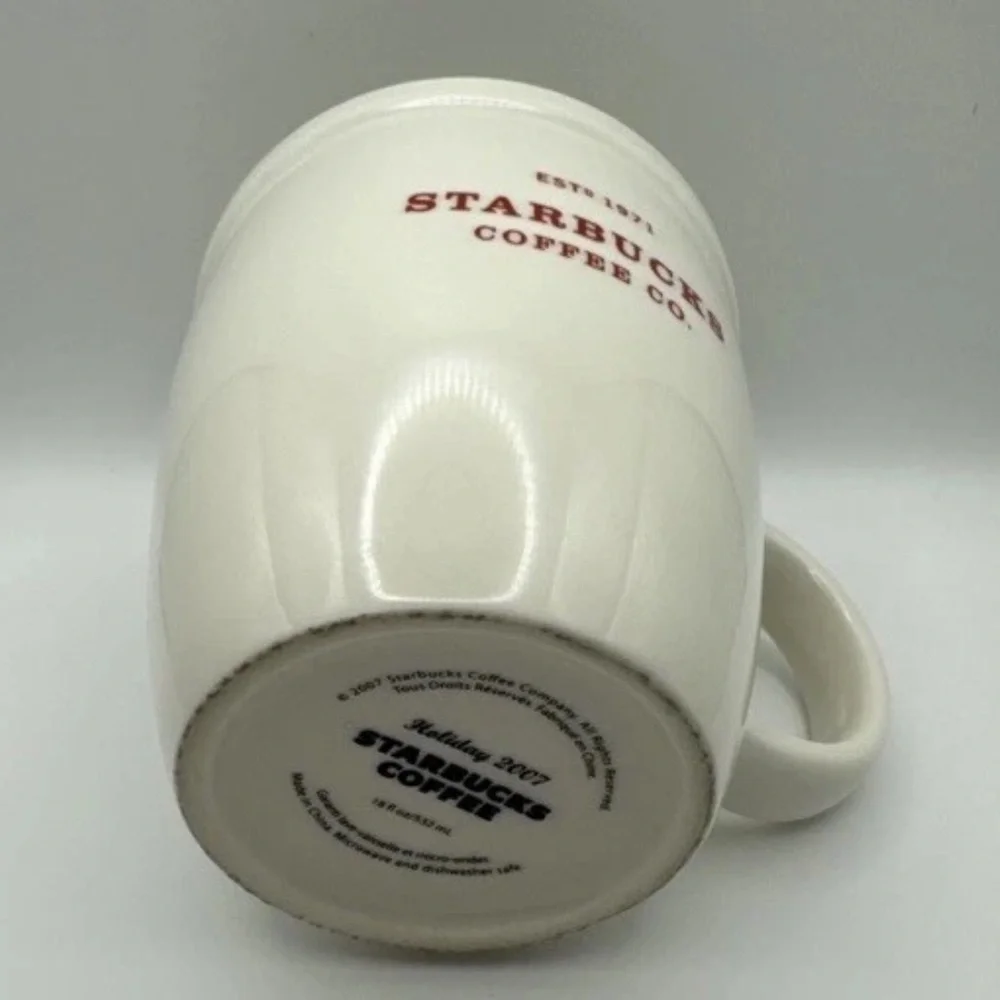 Y2K Starbucks Coffee Company Barista Holiday Mug 2007 With Red Logo 18 Ounces - Picture 5 of 7